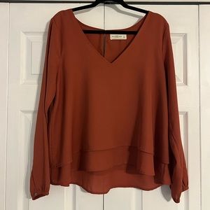 Abercrombie and Fitch, long sleeve V-neck layered blouse